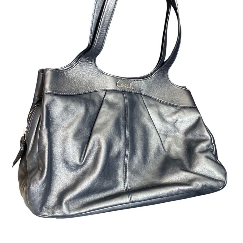 Rare Coach‎ Lexi Navy Blue Graphite Leather Tote Bag Vintage Y2K Purse Womens
